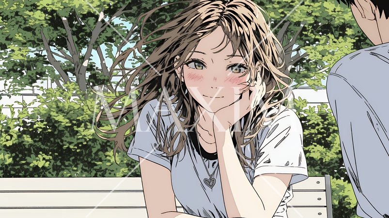 恥ずかしがって顔を赤らめている女性（異性を意識して？）