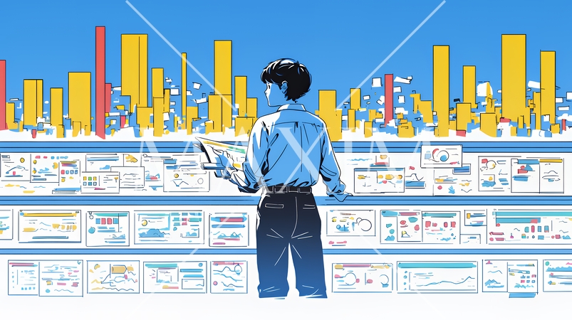 スキルアップで成長するビジネスパーソン｜自己研鑽とキャリア開発のコンセプトイラスト