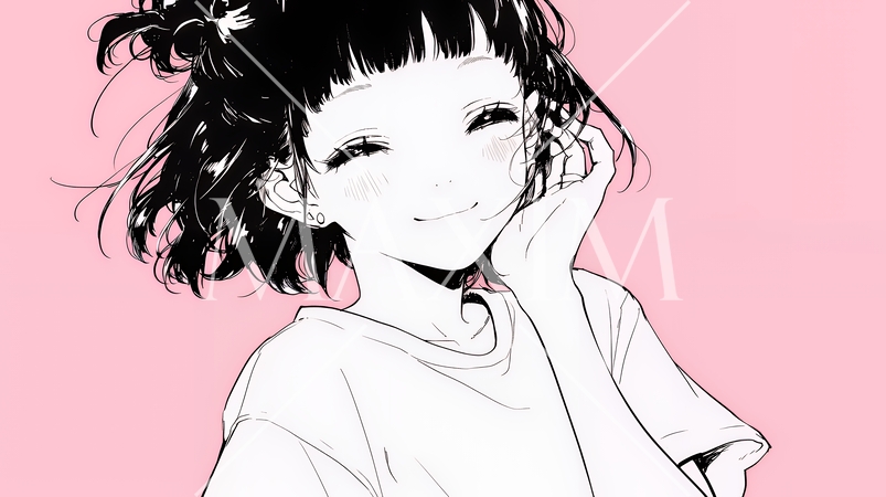 満面の笑みでYesと言っている若い女性（シンプルな色使い）