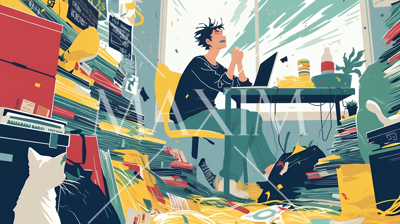 経済的に追い詰められ、部屋で悩む男性