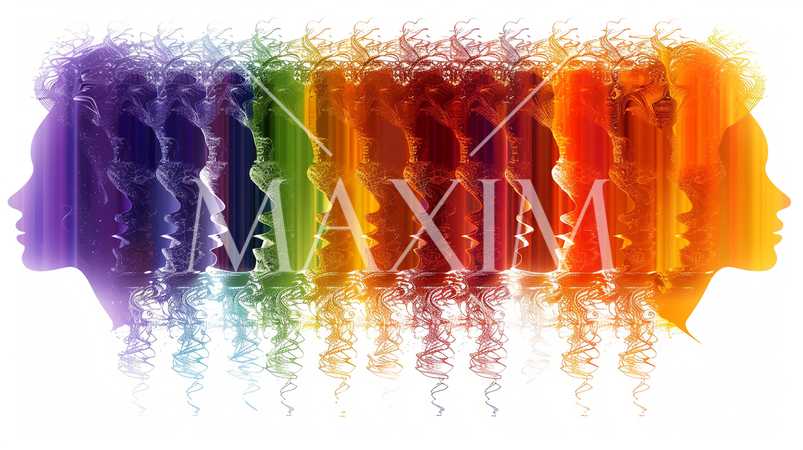 LGBT：虹色にモーフィング変化する女性の横顔で表現