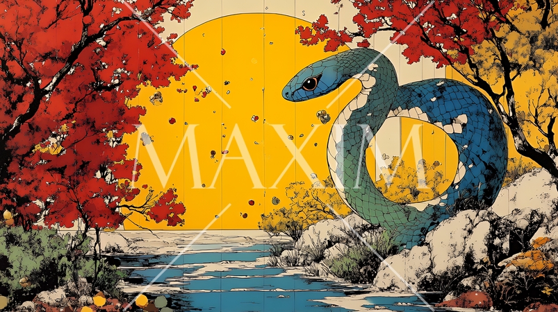 年賀状用のポップなヘビのイラスト