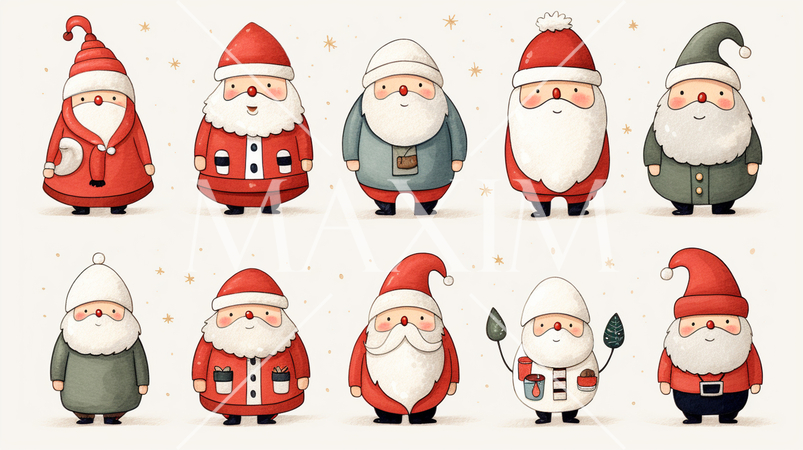 サンタクロースの手書き風アイコンのリファレンスシート