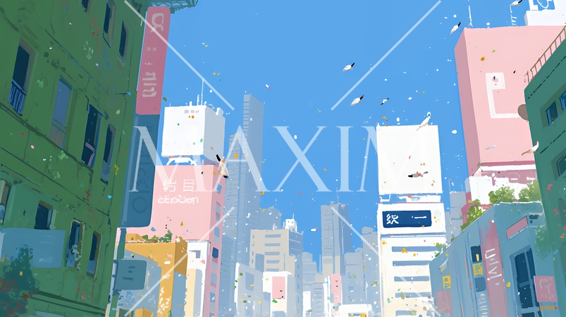 大都市のビル街（ポップでキュートな表現）