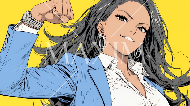 ガッツポーズ（拳を握って力強く）をしているビジネスウーマン