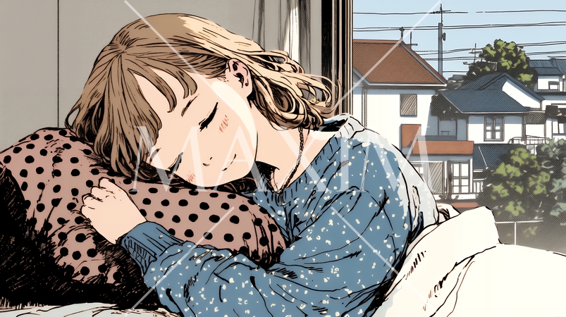 幸せそうな寝顔で眠っている若い女性