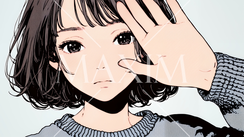 手のひらを相手に向けて見せるジェスチャーをして拒否の意思を表している若い女性