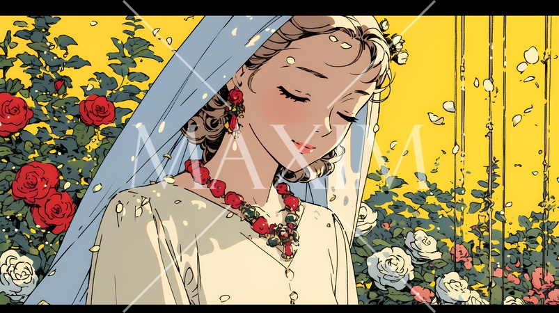 白いウェディングドレスを着ている花嫁：ジューンブライド