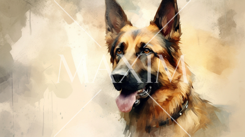 ジャーマン・シェパードの水彩画