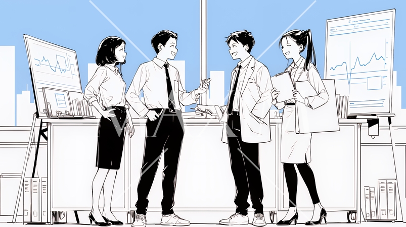 社内の打合せ・会議・ミーティング（シンプルな色使い）