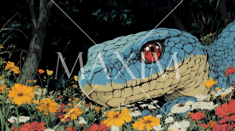 年賀状用のポップなヘビのイラスト