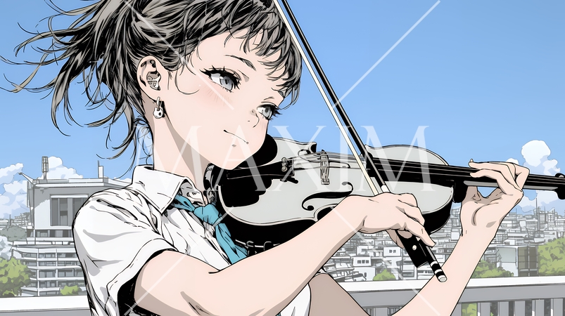 バイオリンを弾いている女性