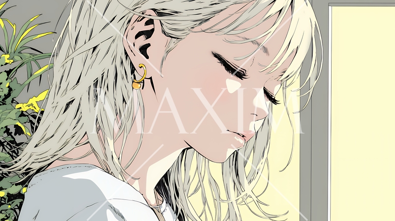 口笛を吹いている若い女性