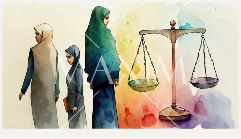 イスラムの性差別問題の水彩画：NHK朝ドラ「虎に翼」の意味も交える