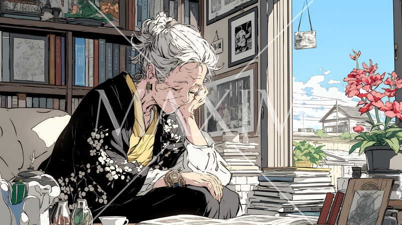 ゆったりとした時間を過ごす高齢の女性