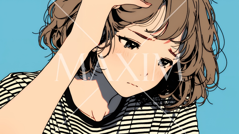 罪悪感に苛まれ、深く反省する若い女性