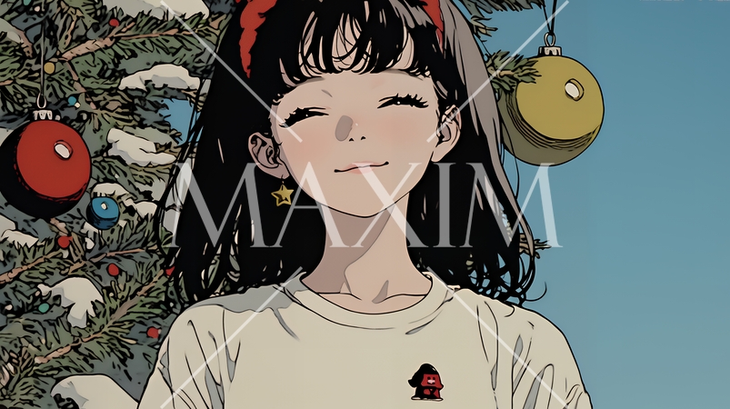 クリスマスツリーと少女