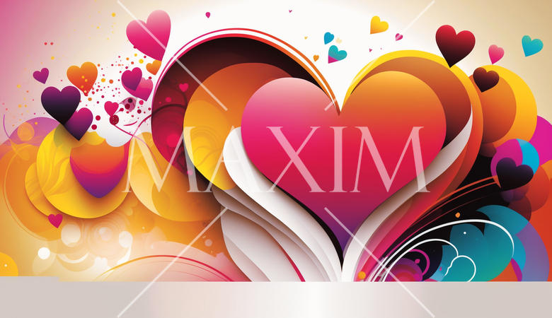 ハートがいっぱいのコピースペースのあるカラフルな背景