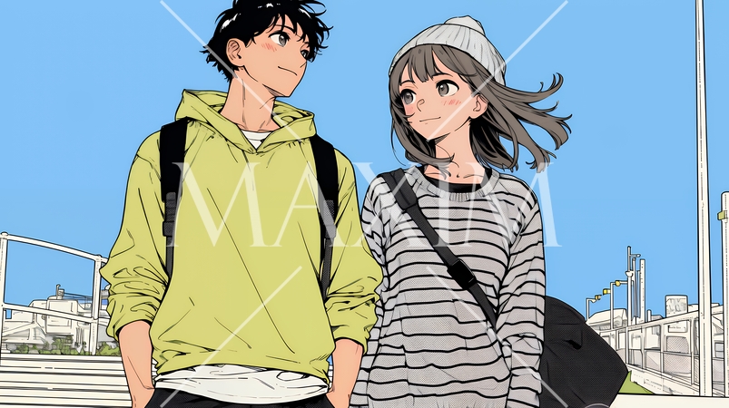 希望に満ちたライフスタイルを過ごす若いカップル：未来を見つめている