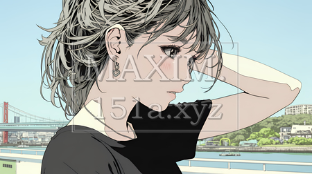髪をいじる若い女性｜髪型や身だしなみを気にする女性のイラスト素材（イラストID:9141779-20588）