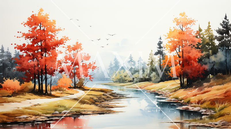 秋の紅葉した草木