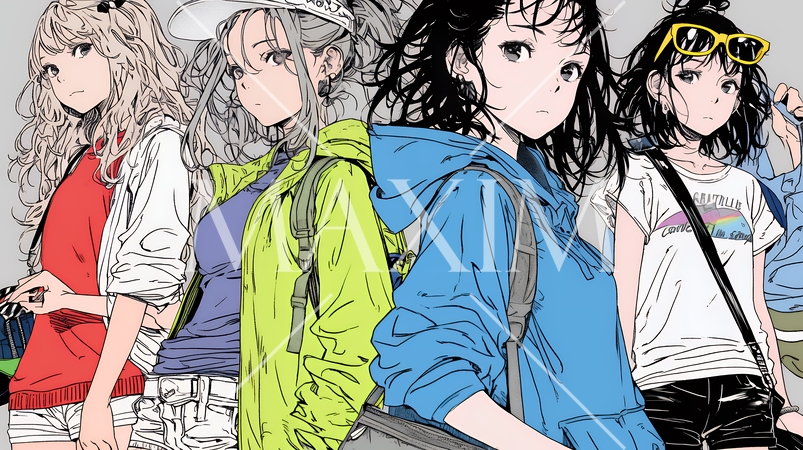 決めポーズをしている若い女性たち