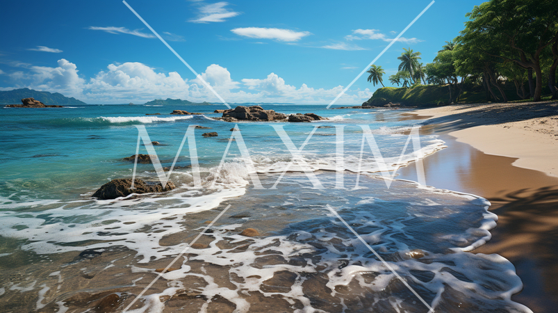 南国の海岸と青い海と青い空