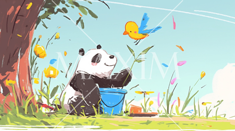 さようなら・元気でね！わたしたちのパンダ（クレヨン＋水彩画風）