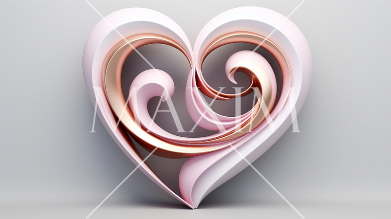 ハートの形の立体（3D）オブジェクトの白背景イラスト