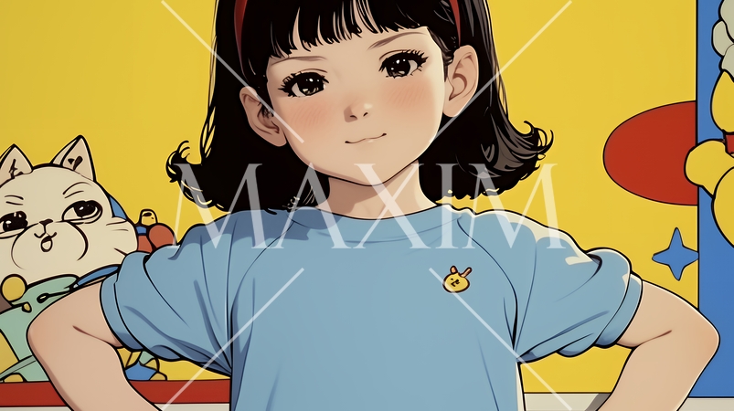 生意気な（挑戦的・自信満々・勝ち誇った）顔をしている女の子