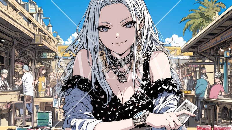 ギャンブル：ギャンブルをしている若い女性