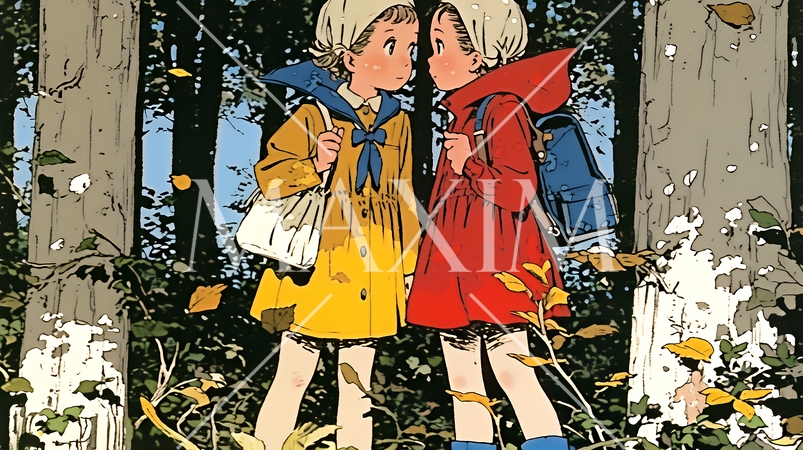 紅葉と双子の女子