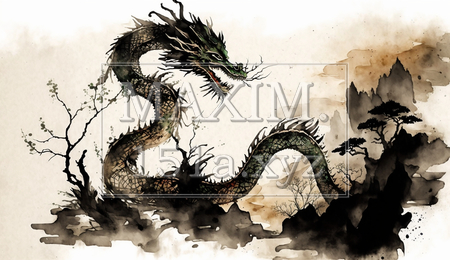 龍の水彩画
