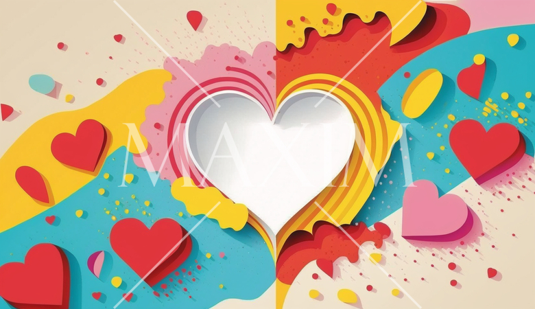 ハートがいっぱいのコピースペースのあるカラフルな背景