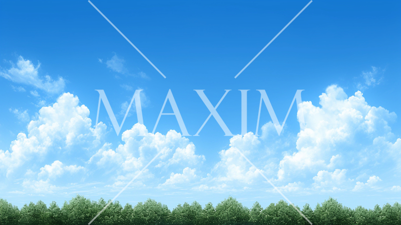 青空と緑の木々と白い雲