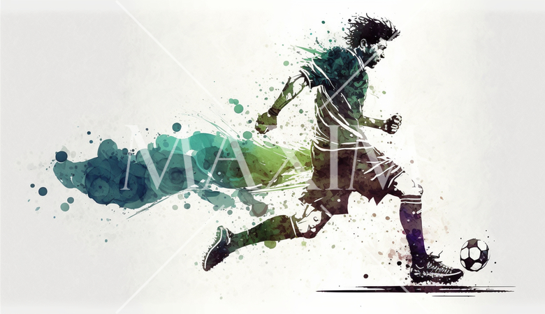 ボールを追いかけているサッカー選手