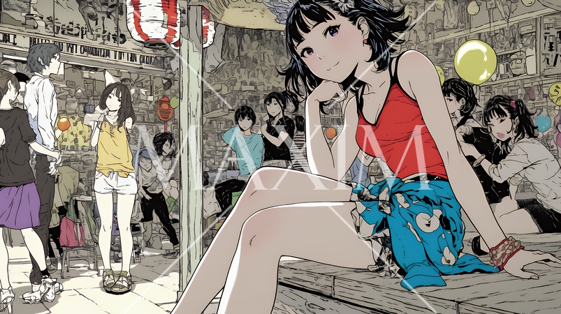 屋台村に来ている若い女性