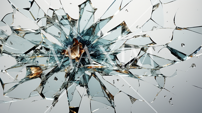 ガラスにできた弾痕：精緻CG