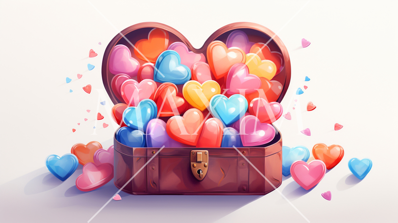 ハートがいっぱいのギフトボックス