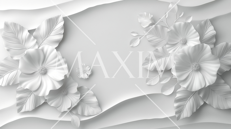 白を基調とした花と葉の背景画像