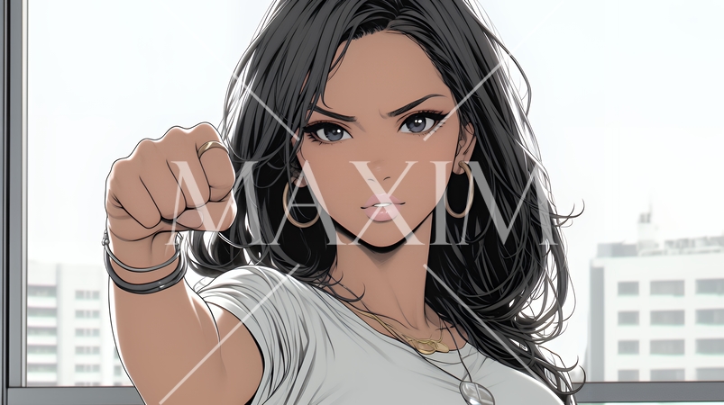 ガッツポーズ（拳を握って力強く）をしているビジネスウーマン