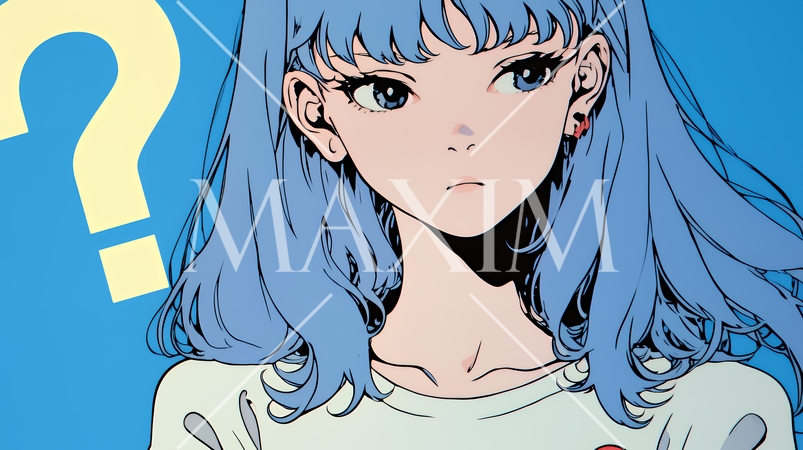 クエスチョンマークのある場面：疑問を感じて頭の中にクエスチョンマークが生まれている若い女性