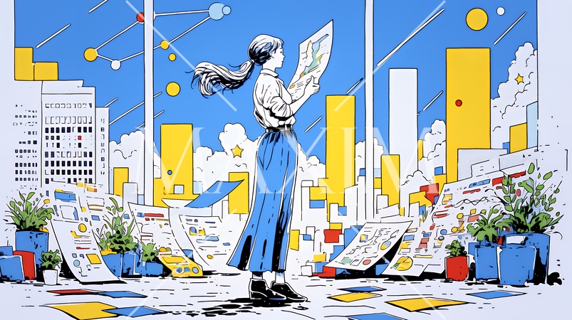 スキルアップで成長するビジネスパーソン｜自己研鑽とキャリア開発のコンセプトイラスト