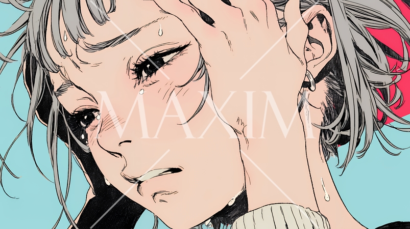 歯痛で頬を押さえている女性