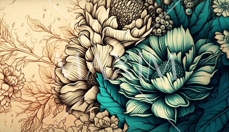 クラシカルな花柄背景イラスト