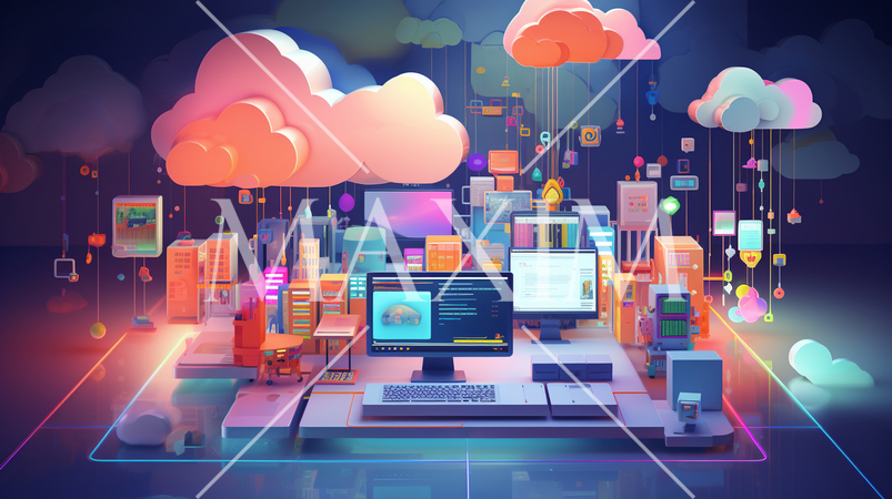 クラウドコンピューティング：クラウド上でデータ共有、複数のデバイスからアクセス。