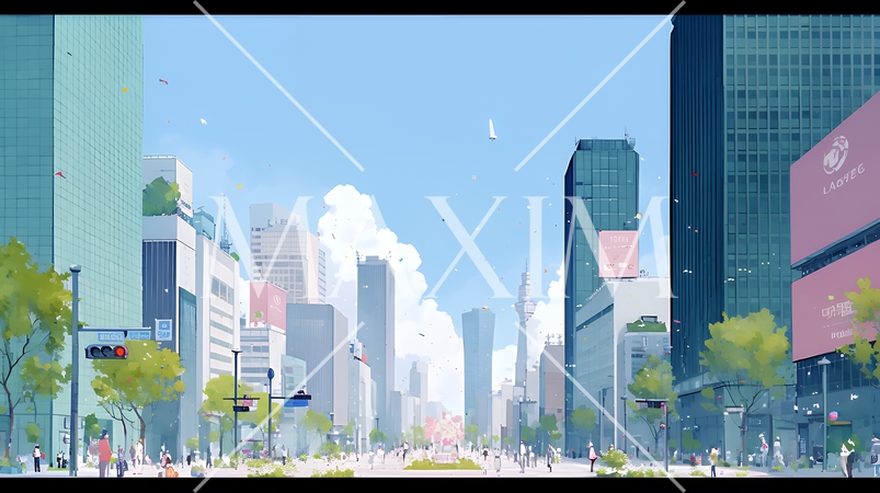 大都市のビル街（ポップでキュートな表現）