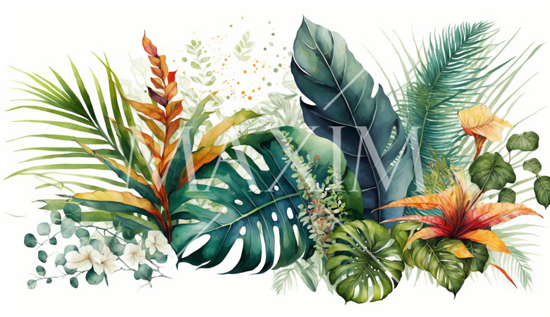 色々な熱帯植物の水彩画