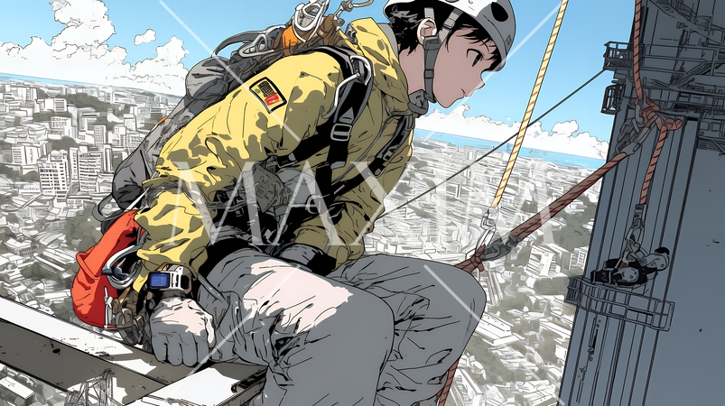 高所で作業をしている男性作業員