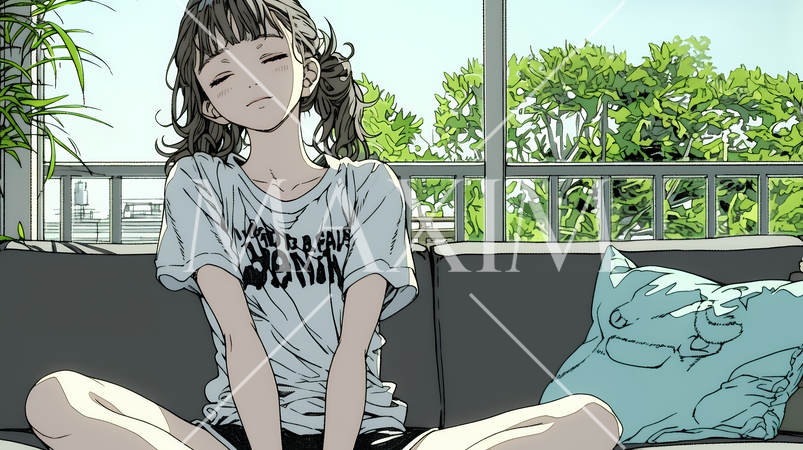 ため息をついている若い女性